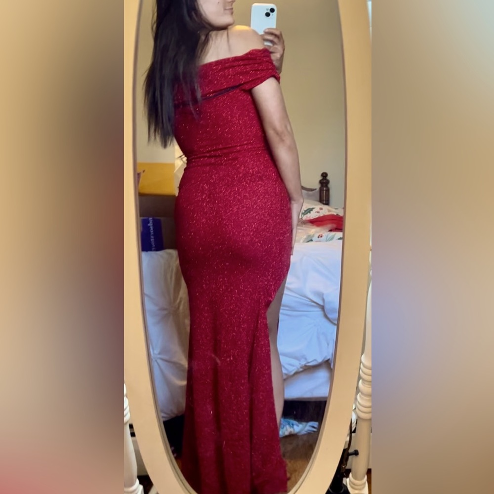 Off The Shoulder, Glitter Formal Dress - Picture 7 of 7
